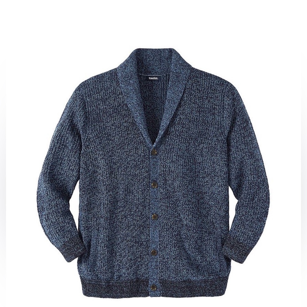 Men's Navy Cardigan with Shawl Collar